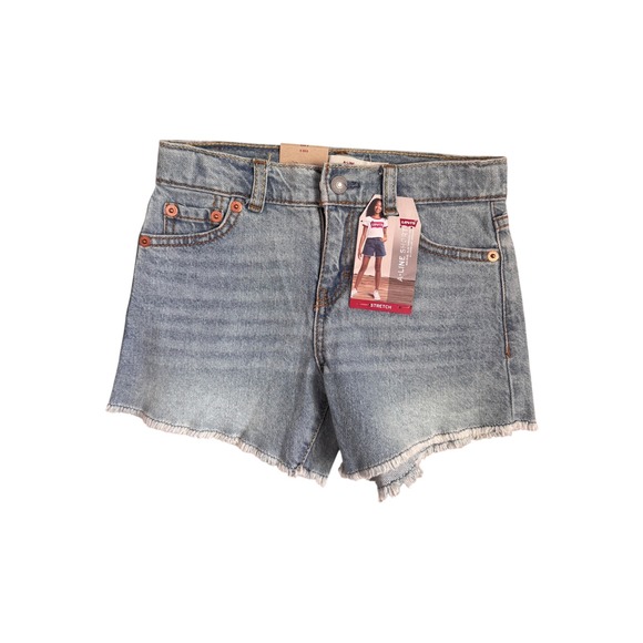 Levi's Other - Levi's Girls A-Line Girlfriend Stretch Denim Shorts Light Wash Distressed Size 5